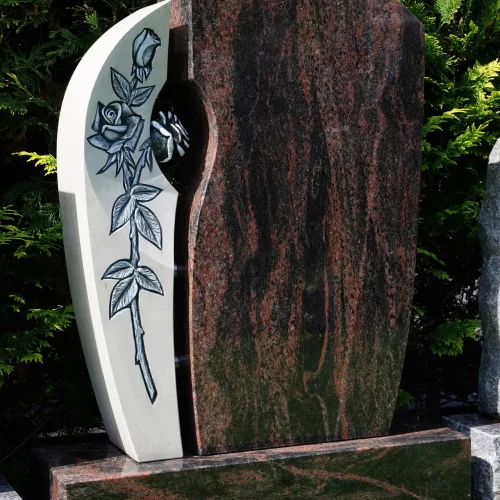 Einzelstein: Marmor mit plastischer Symbolik Rose, großer Stein Indora poliert